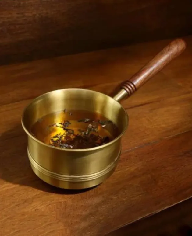 Brass Tea Pan With Wooden Handle