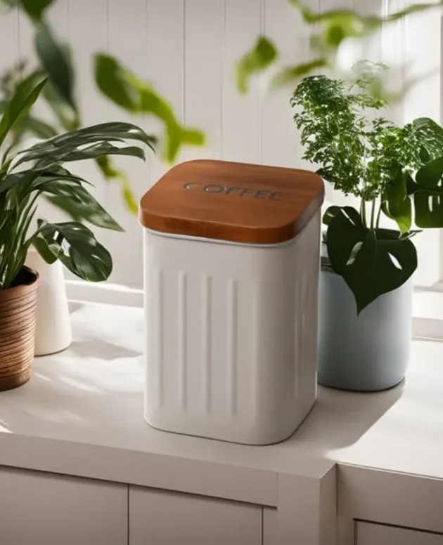 Coffee container with  wooden lid