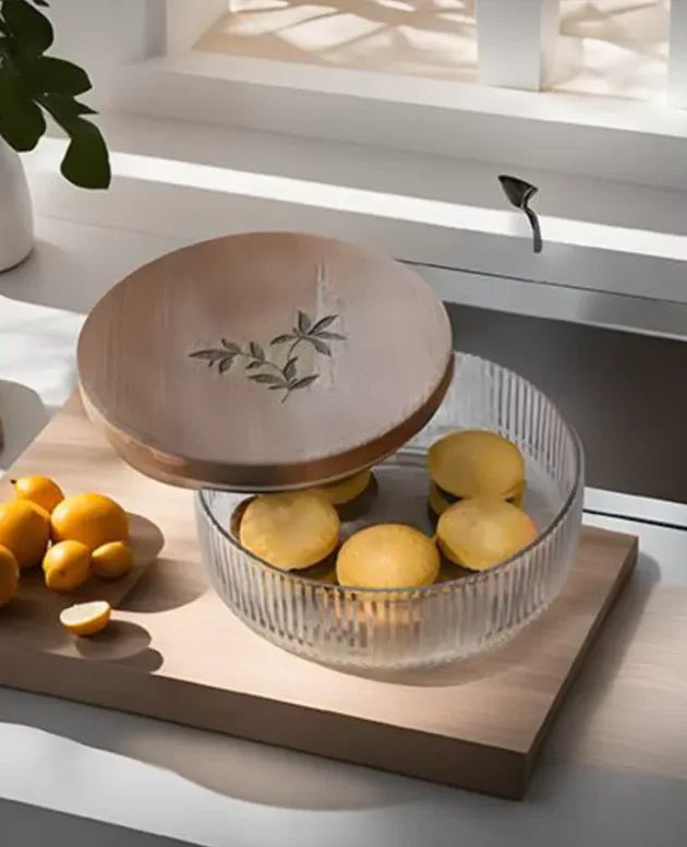 Roti box with wooden  lid