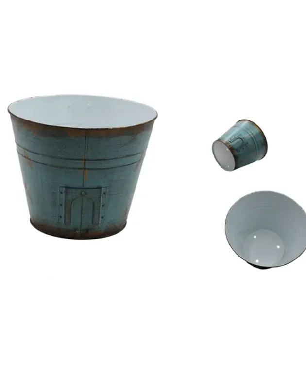 Rustic Country Style Iron Bucket with Handles For Indoor and