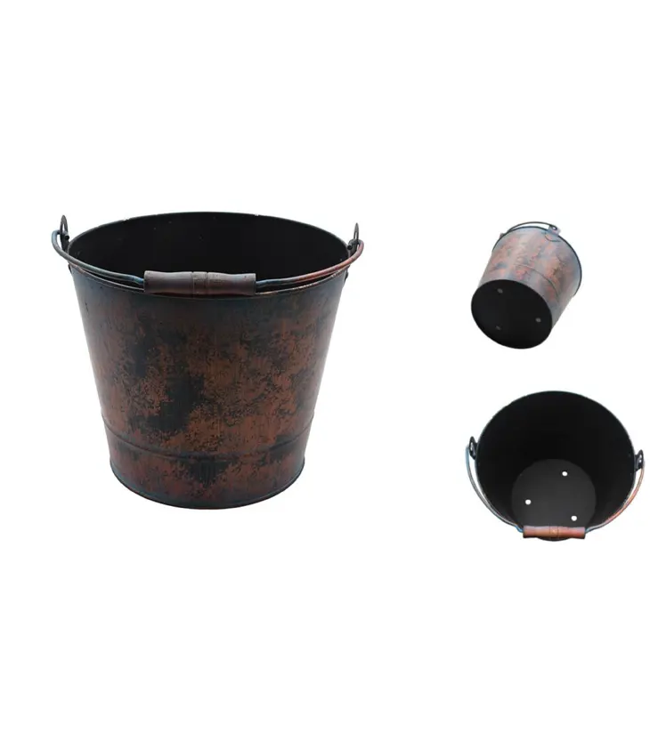 Vintage Rustic Finish Metal Pail For Home Garden decor