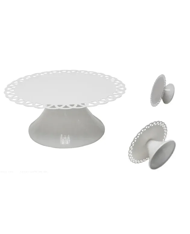 White metal iron round Cupcake Stand for Parties with flower edge decor